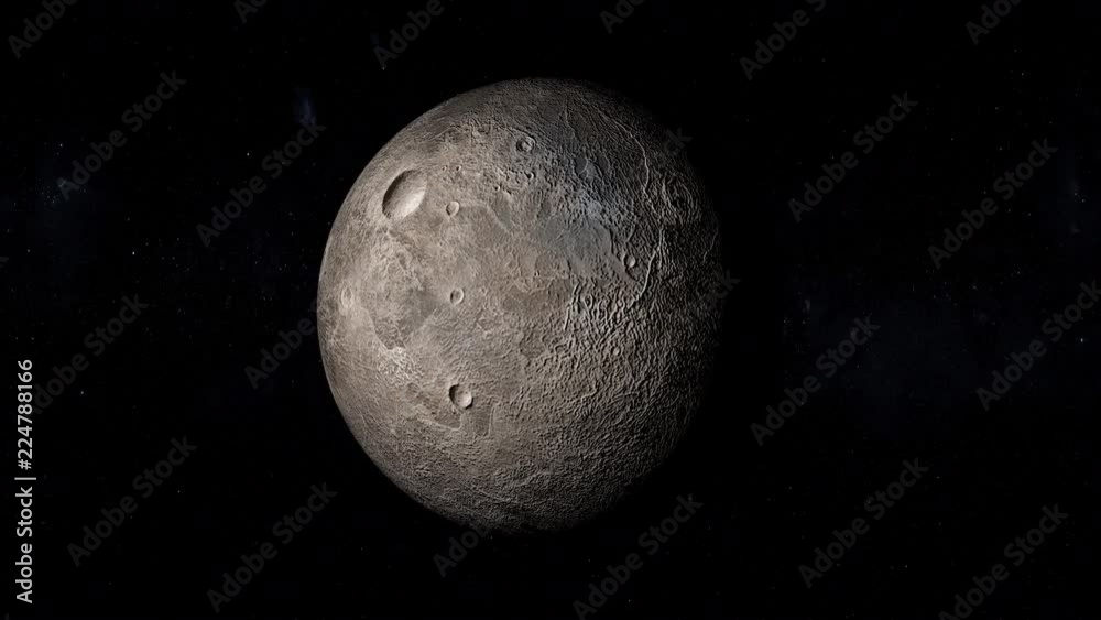 Wall mural a science fiction animation first person view of a spaceship leaving orbit around a dead moon. good 