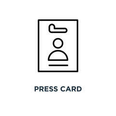 Press card icon. Linear simple element illustration. Id card bad