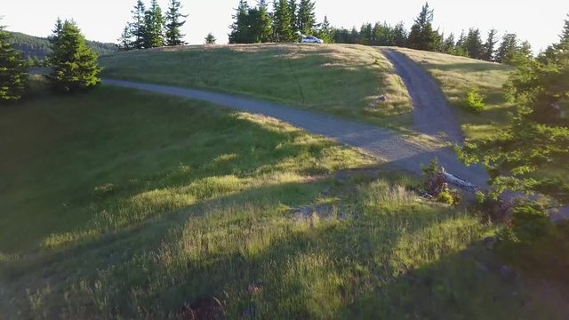 Subaru on Logging Road Oregon Gold Coast Aerial