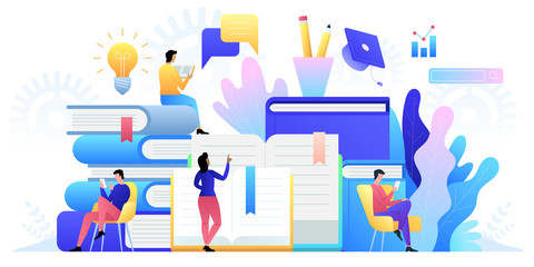 Education online concept technology. E-books, internet courses and graduation process.