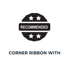 Red corner ribbon with recommended text icon. Simple element ill