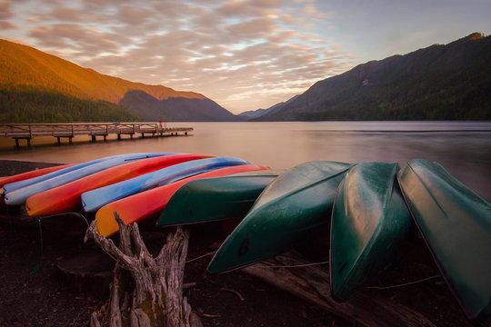 A Morning Kayak At Sunrise Out On The Lake - Washington State