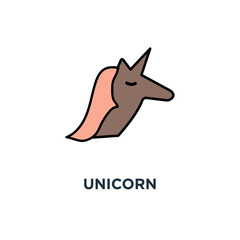 unicorn icon, symbol of mythical animal representing the statistical rarity of successful ventures, pink magic unicorn with flying stars, concept privately held startup company valued at over $1