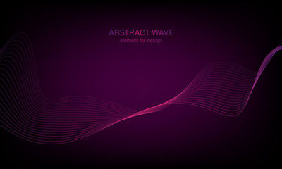 Abstract wave element for design. Digital frequency track equalizer. Stylized line art background. Colorful shiny wave with lines created using blend tool. Curved wavy line, smooth stripe. Vector.