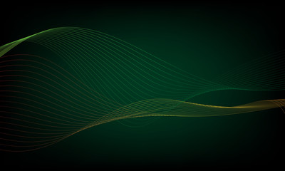 Abstract wave element for design. Digital frequency track equalizer. Stylized line art background. Colorful shiny wave with lines created using blend tool. Curved wavy line, smooth stripe. Vector.
