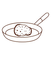 bratkartoffel pfanne kartoffel essen lecker koch küche gemüse schürze chef backen grillen clipart comic cartoon design schale
