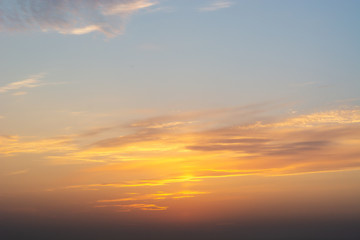 Fiery orange summer dramatic sunset or sunrise cloudscape
