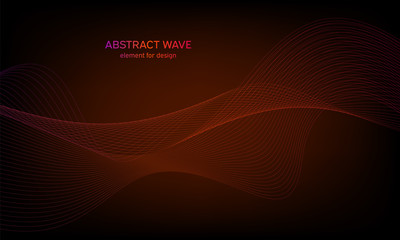 Abstract wave element for design. Digital frequency track equalizer. Stylized line art background. Colorful shiny wave with lines created using blend tool. Curved wavy line, smooth stripe. Vector.