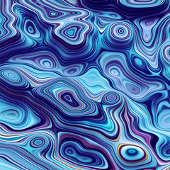 Obraz premium 3d abstract blue wavy lines background, paint blobs and bubbles, ripple, artificial malachite marbled texture
