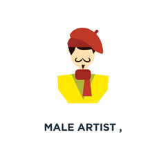 male artist , artistic designer icon. color art concept symbol design, vector illustration