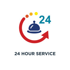 24 hour service hotel icon. hotel sign concept symbol design, vector illustration