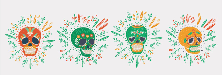 Day Of The Dead Skull Vector Set