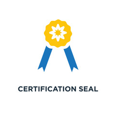 certification seal icon. award badge, certificate concept symbol