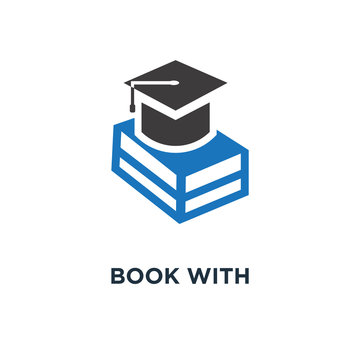 Book With Graduation Cap Icon. Education, Academic University Ha