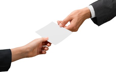 Business People Passing a Blank Card