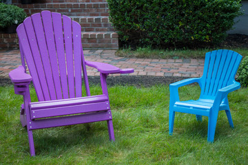 purple and blue adirondack chair for mom and son