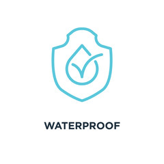 waterproof icon. water resistant concept symbol design, linear v