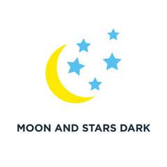 Obraz premium moon and stars dark night icon. graphic dark moonlight concept s