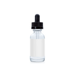Small vape liquid bottle with shadow isolated on white background