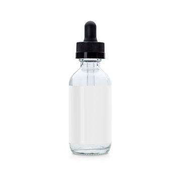 Clear Vape Liquid Bottle With Shadow Isolated On White Background