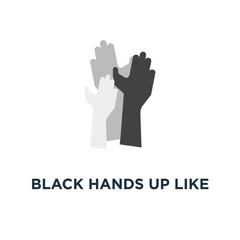 Fototapeta premium black hands up like volunteer crowd icon, symbol simple style trend teamwork graphic minimal design concept of money or food global donation and healing or union mercy