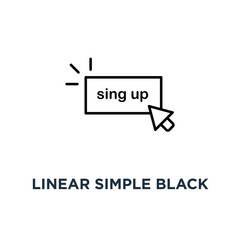 linear simple black up button icon, symbol outline modern logotype graphic art design concept of signup on site or apply now to community and open registration