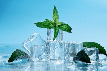 ice cubes with mint leaves © BillionPhotos.com