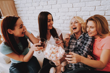 Girl Celebrate 8 March with Love. Wine and Love