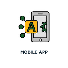 mobile app development icon. smartphone technology concept symbol design, system upgrade vector illustration