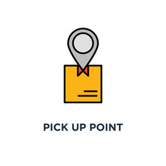 pick up point icon. receive order, hands holding box concept symbol design, collect parcel, delivery services, shipping, package shipment vector illustration