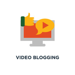 video blogging icon. watching stream tv concept symbol design, viral video, internet marketing and advertising vector illustration