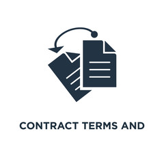 contract terms and conditions icon. document paper, thin stroke concept symbol design, creative writing, storytelling, read brief summary, assignment vector illustration