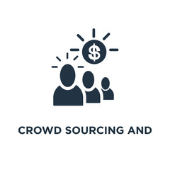 crowd sourcing and fundraising icon. start up business opportunity concept symbol design, corporate finance, group of people, financial conference vector illustration