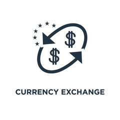 currency exchange icon. cash back, fund management, business solution, finance service concept symbol design, quick loan, mortgage refinance, refund, insurance vector illustration