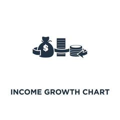 income growth chart icon. banking services, pension savings account, interest rate concept symbol design, financial report graph, return on investment, budget planning, mutual fund vector illustration