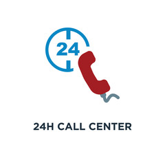 24h call center icon. help, technical support, computer service support, tech support concept symbol design, vector illustration