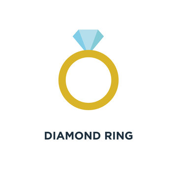 diamond ring icon. wedding or engagement, diamond ring concept symbol design, vector illustration