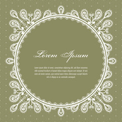 Wedding card or invitation template with a filigree lace floral pattern
