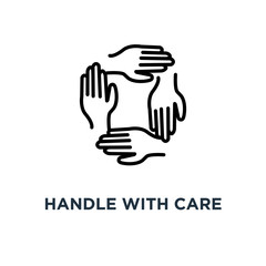 handle with care sign icon. box in hands concept symbol design, vector illustration