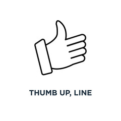 thumb up, line icon. eps10 concept symbol design, vector illustration