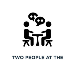 two people at the table icon. eps10 concept symbol design, vector illustration