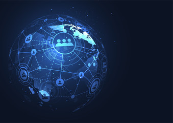 Global network connection. World map point and line composition concept of global business. Vector Illustration