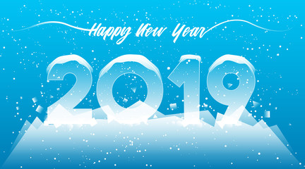 Happy new year 2019 greeting card