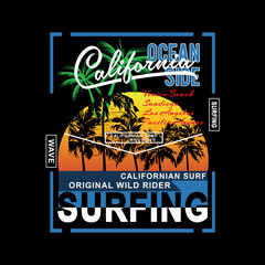 california miami surfing typography t shirt vector - 224801983