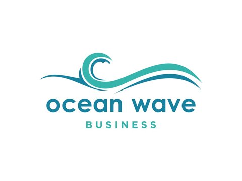 Abstract design of ocean logo with waves. sunset, sunrise, whale, Surfing and Water logo Design Template. Vector illustration