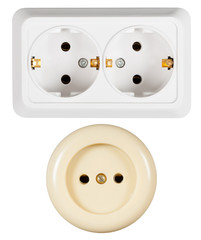 Electrical outlets on white