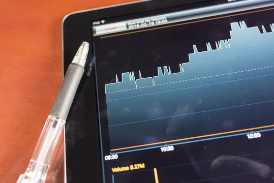 Stock graph with tablet