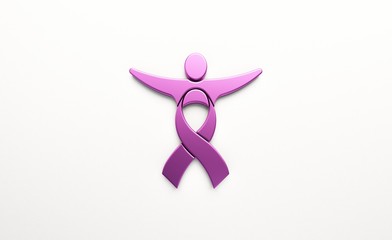 Cancer Awareness People Ribbon pink colored. 3D Render illustration