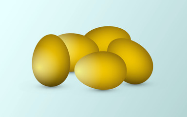 A group of golden natural and fresh eggs on light background to represent success in business vector illustration