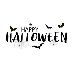 Obraz premium Happy Halloween greeting card with bats. Vector